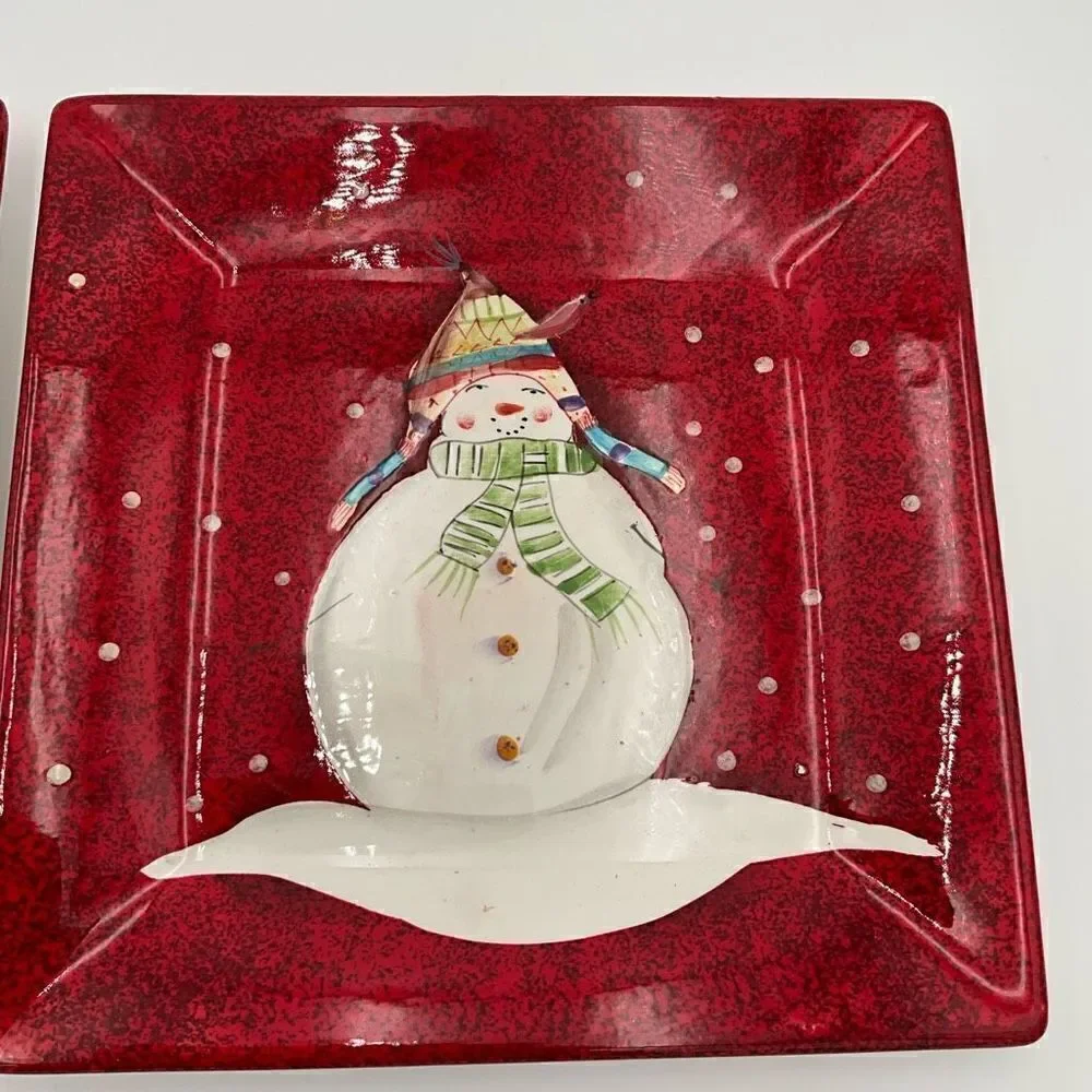 SAKURA Oneida Stoneware Snowman Dinner Plates Platters